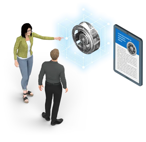 Eine Frau und ein Mann besprechen ein Whitepaper zum Thema Lüftertechnik